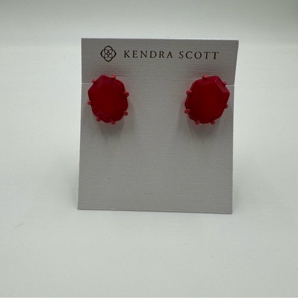 Kendra Scott Morgan Matte Red Mother of Pearl Studs - Picture 1 of 3